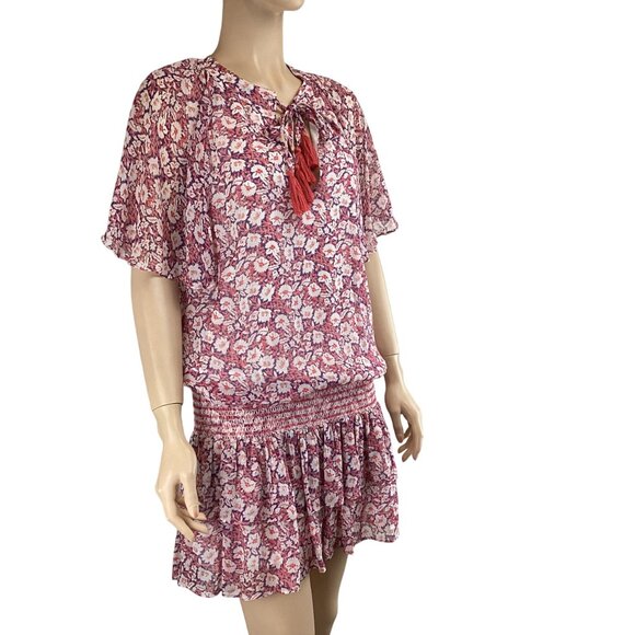 Rebecca Minkoff Dress Size Small Pebble Poppy Floral Boho Smocked‎ Waist - Picture 4 of 8